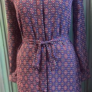 Banana Republic Geometric Long Sleeve Dress - Blue and Red